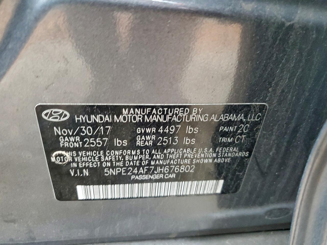 2018 Hyundai Sonata Se VIN: 5NPE24AF7JH676802 Lot: 94399525