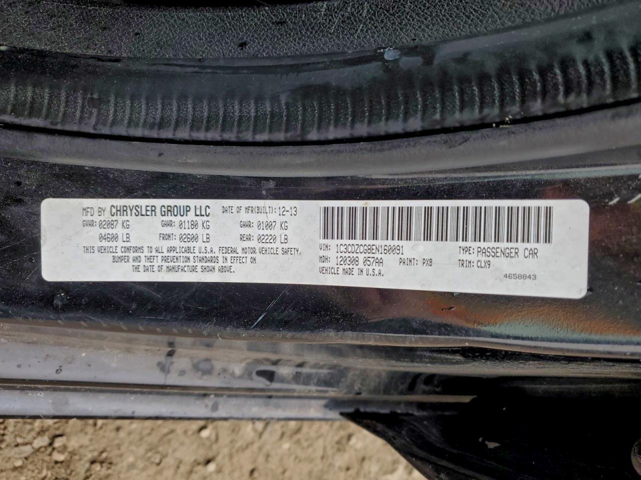 2014 Dodge Avenger Sxt VIN: 1C3CDZCG8EN160091 Lot: 93840665