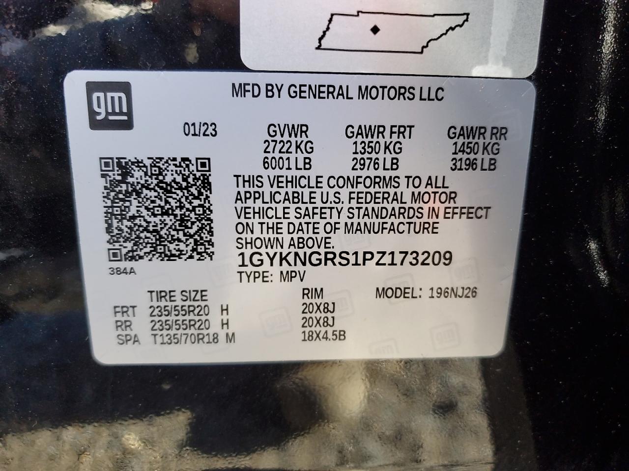 2023 Cadillac Xt5 Sport VIN: 1GYKNGRS1PZ173209 Lot: 93145075