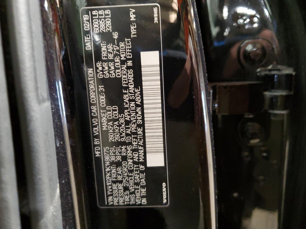 2019 Volvo Xc90 T5 Momentum VIN: YV4102PK1K1498775 Lot: 91525685