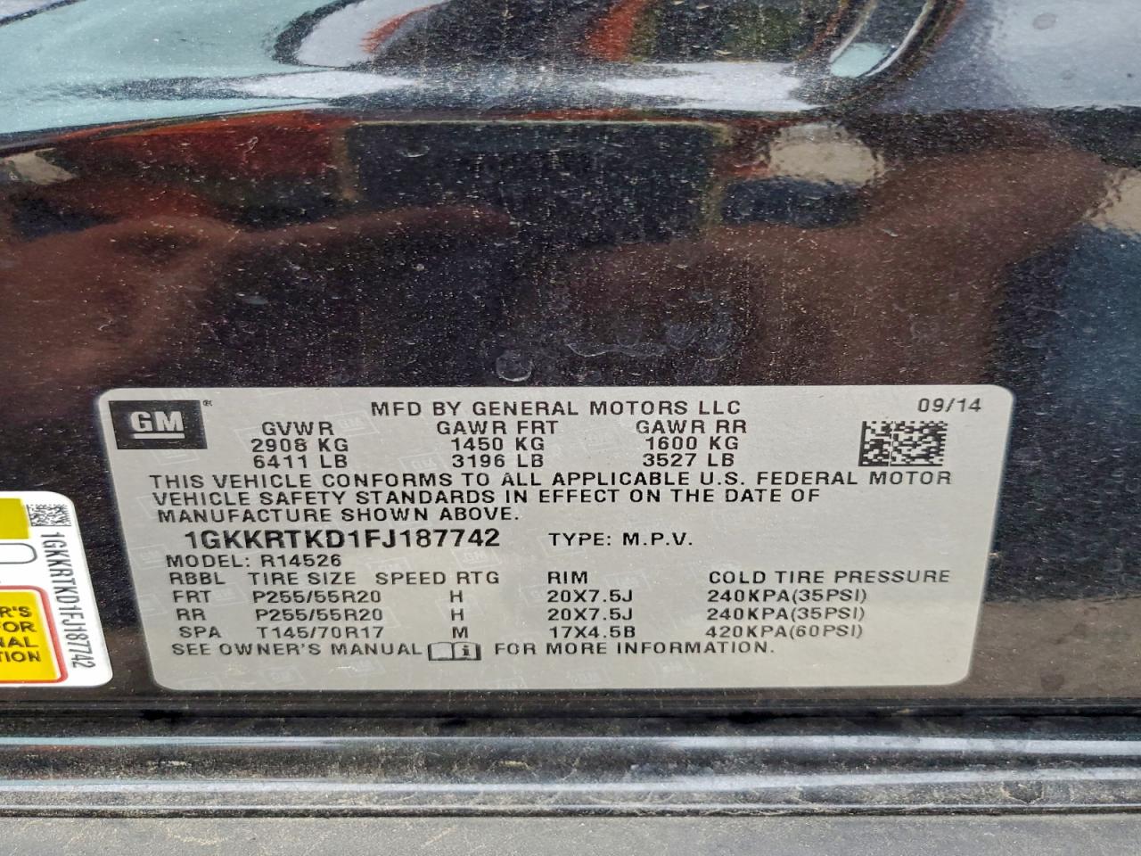 2015 GMC Acadia Denali VIN: 1GKKRTKD1FJ187742 Lot: 93930525