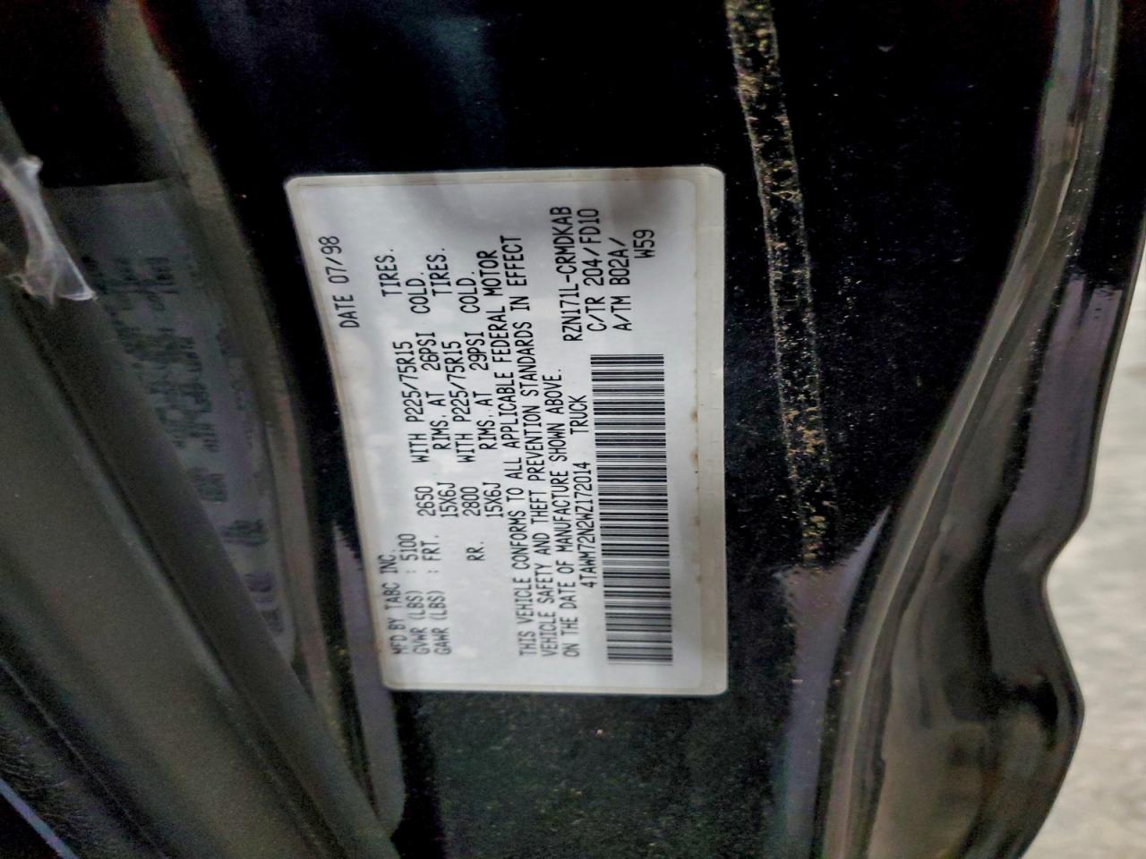 1998 Toyota Tacoma Xtracab VIN: 4TAWM72N2WZ172014 Lot: 94720825