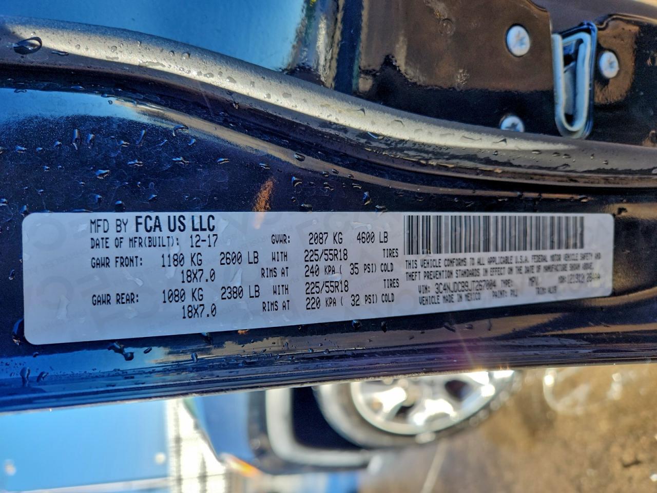 2018 Jeep Compass Limited VIN: 3C4NJDCB9JT267004 Lot: 93659785