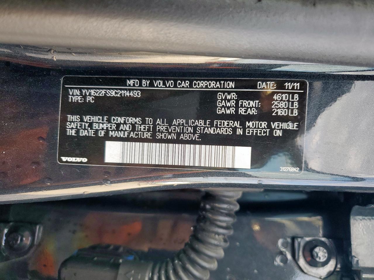 2012 Volvo S60 T5 VIN: YV1622FS9C2114493 Lot: 91329145