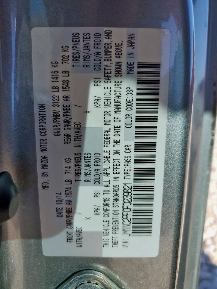 2015 Mazda Mx-5 Miata Grand Touring VIN: JM1NC2PF0F0239821 Lot: 91014415