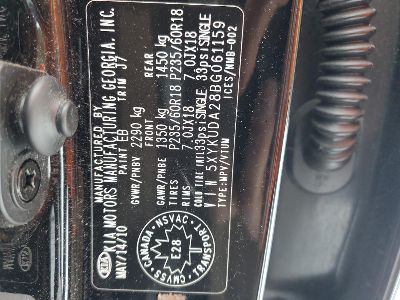 2011 Kia Sorento Ex VIN: 5XYKUDA28BG061159 Lot: 91492845