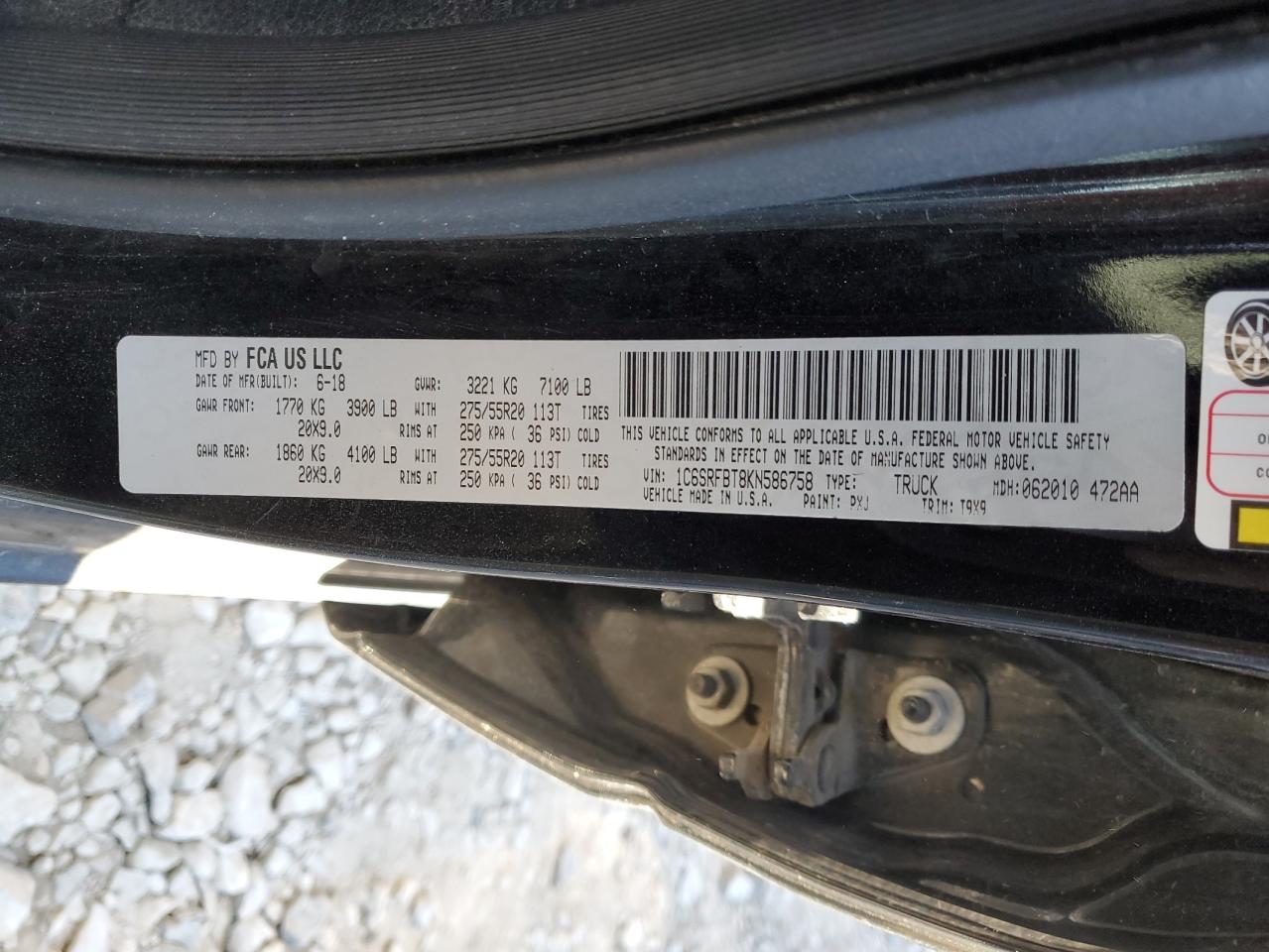 2019 Ram 1500 Big Horn/Lone Star VIN: 1C6SRFBT8KN586758 Lot: 91922905