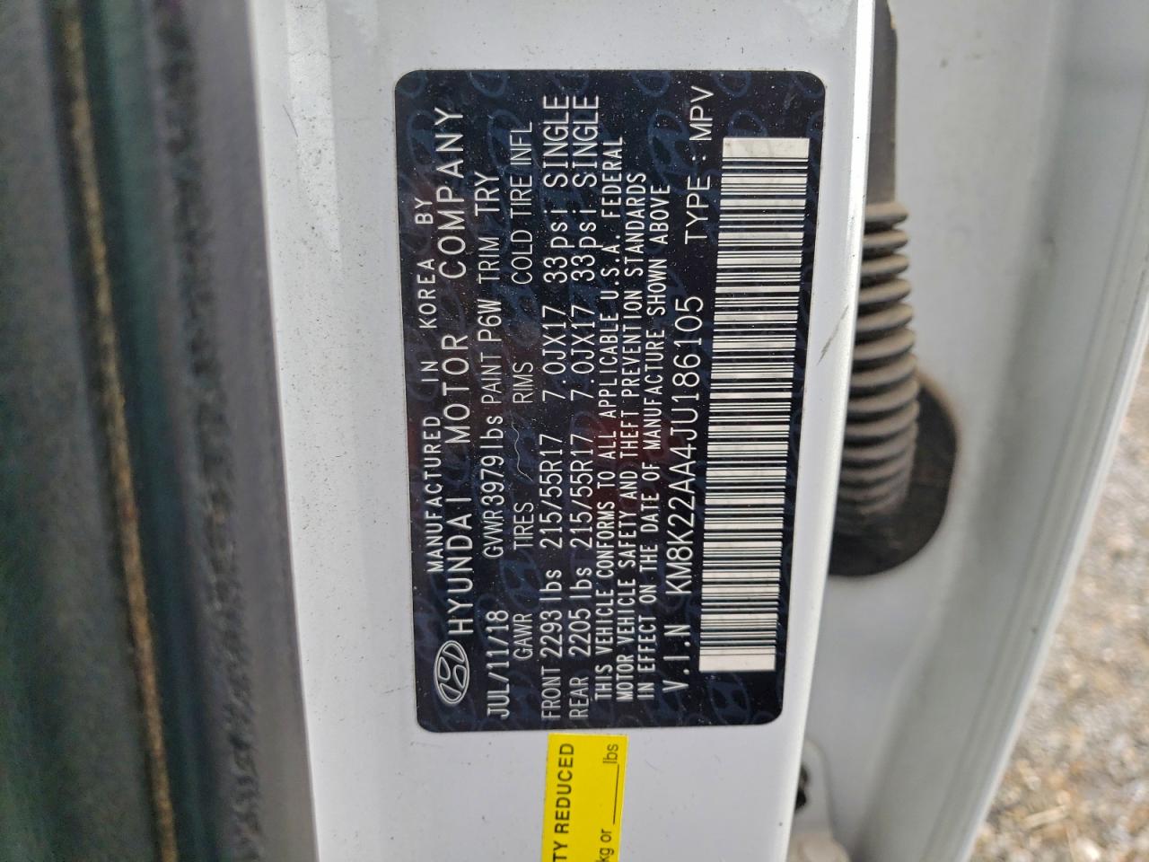 2018 Hyundai Kona Sel VIN: KM8K22AA4JU186105 Lot: 92786725