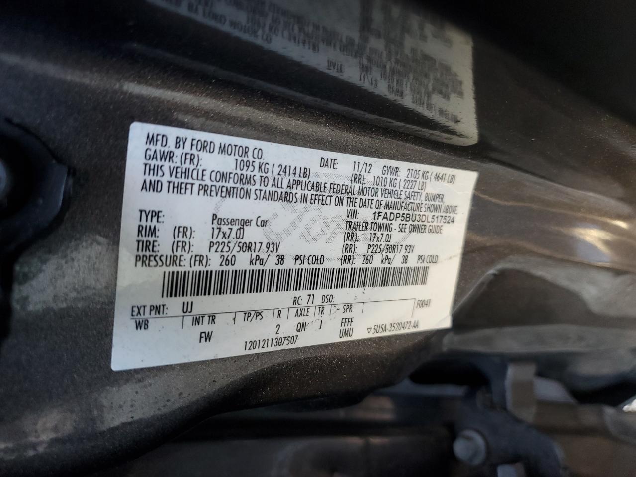 2013 Ford C-Max Sel VIN: 1FADP5BU3DL517524 Lot: 91873295