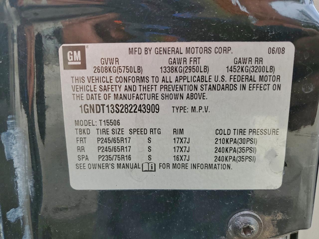 2008 Chevrolet Trailblazer Ls VIN: 1GNDT13S282243909 Lot: 94513245