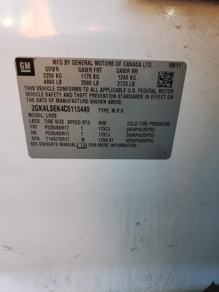 2012 GMC Terrain Sle VIN: 2GKALSEK4C6113449 Lot: 92639025