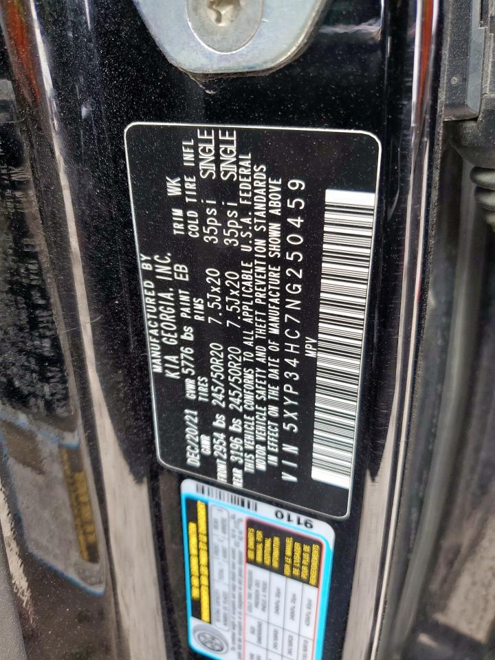 2022 Kia Telluride Ex VIN: 5XYP34HC7NG250459 Lot: 92394795