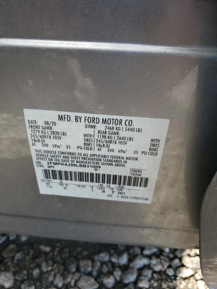 2020 Ford Edge Sel VIN: 2FMPK4J98LBB31009 Lot: 91112165