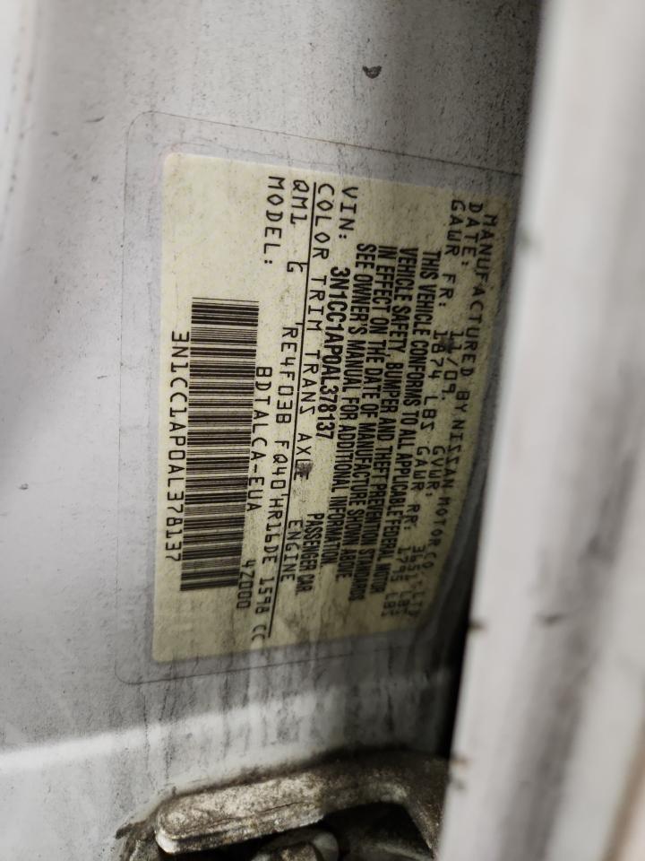 2010 Nissan Versa S VIN: 3N1CC1AP0AL378137 Lot: 93619155