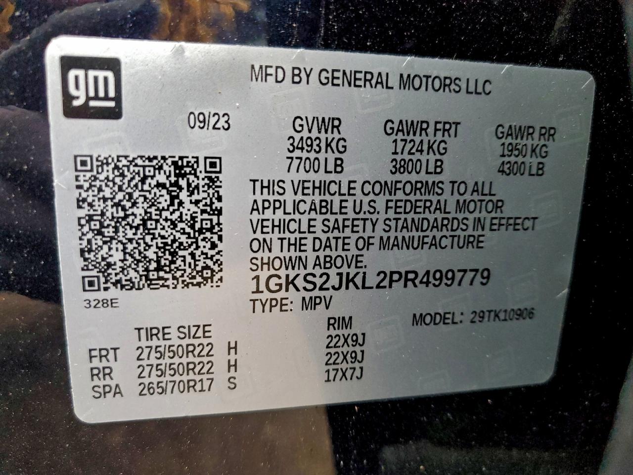 2023 GMC Yukon Xl Denali VIN: 1GKS2JKL2PR499779 Lot: 93875265
