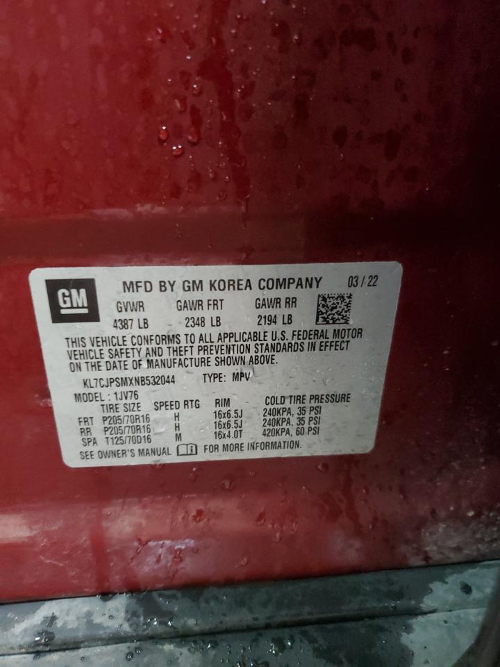 2022 Chevrolet Trax 1Lt VIN: KL7CJPSMXNB532044 Lot: 90683105