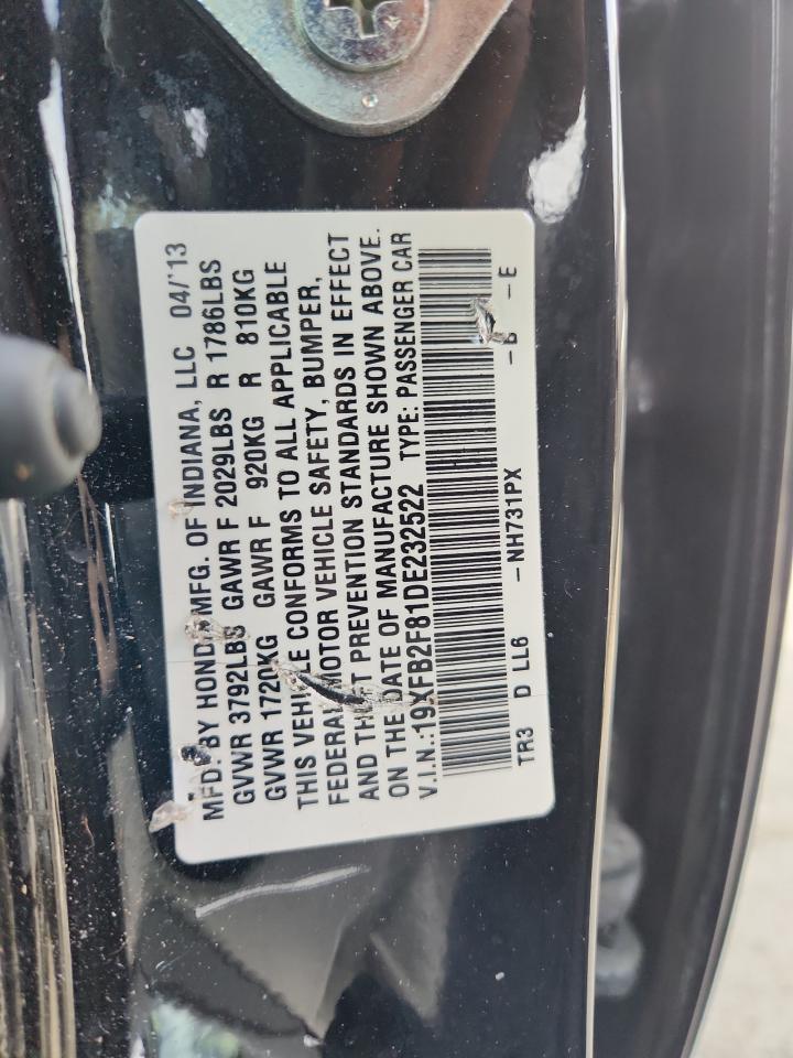 2013 Honda Civic Ex VIN: 19XFB2F81DE232522 Lot: 93719645