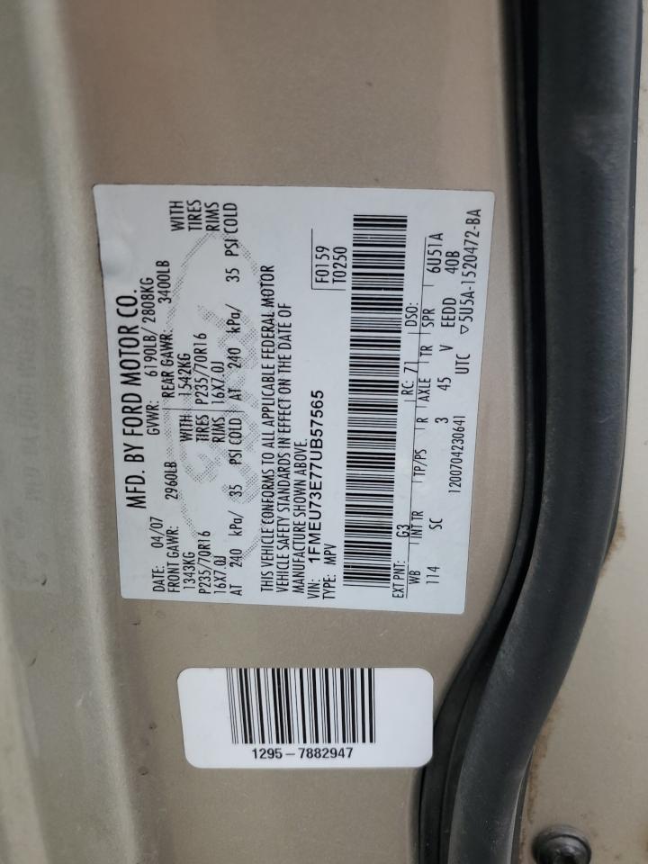 2007 Ford Explorer Xlt VIN: 1FMEU73E77UB57565 Lot: 92978385