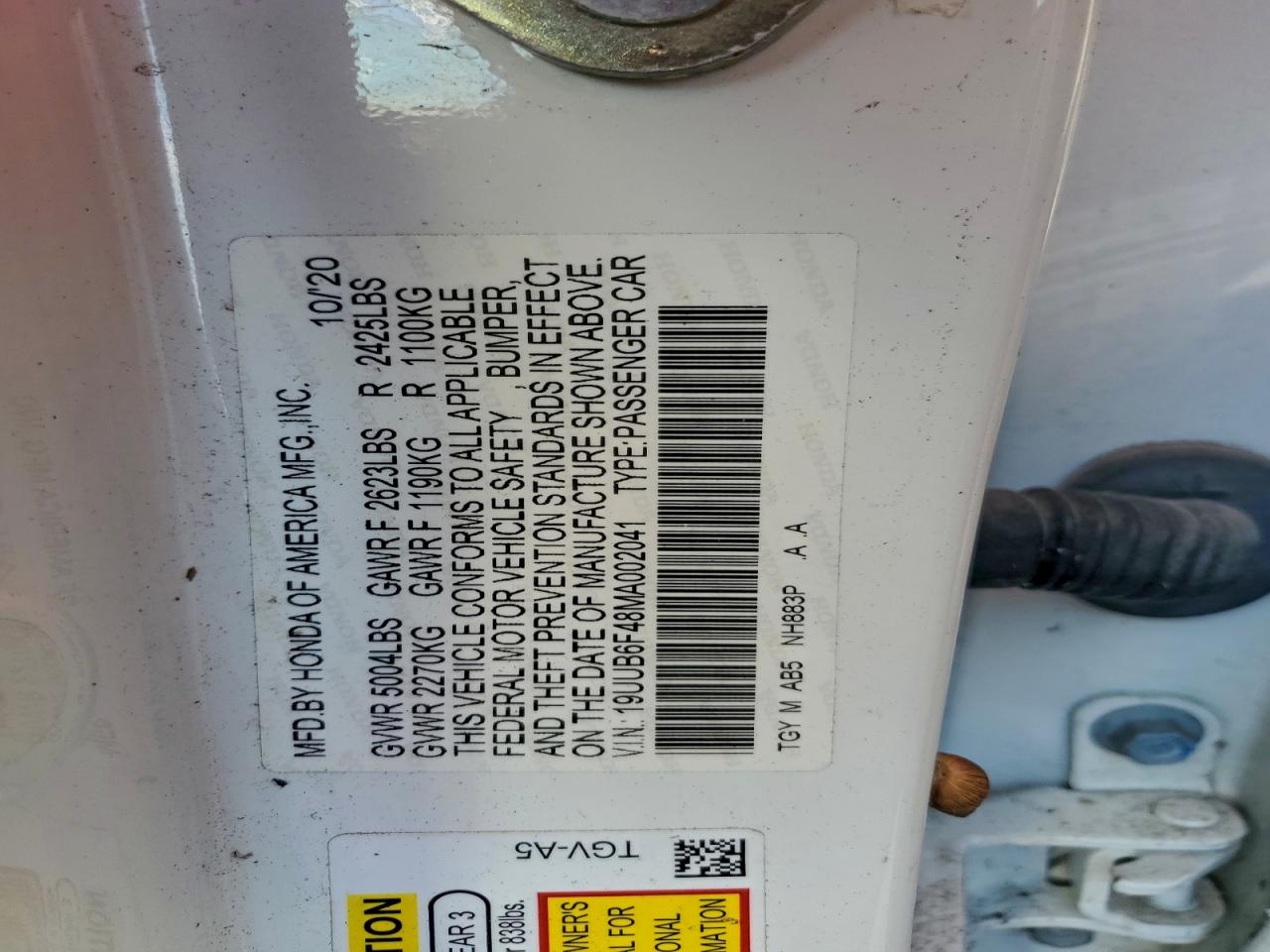 2021 Acura Tlx Technology VIN: 19UUB6F48MA002041 Lot: 93179755