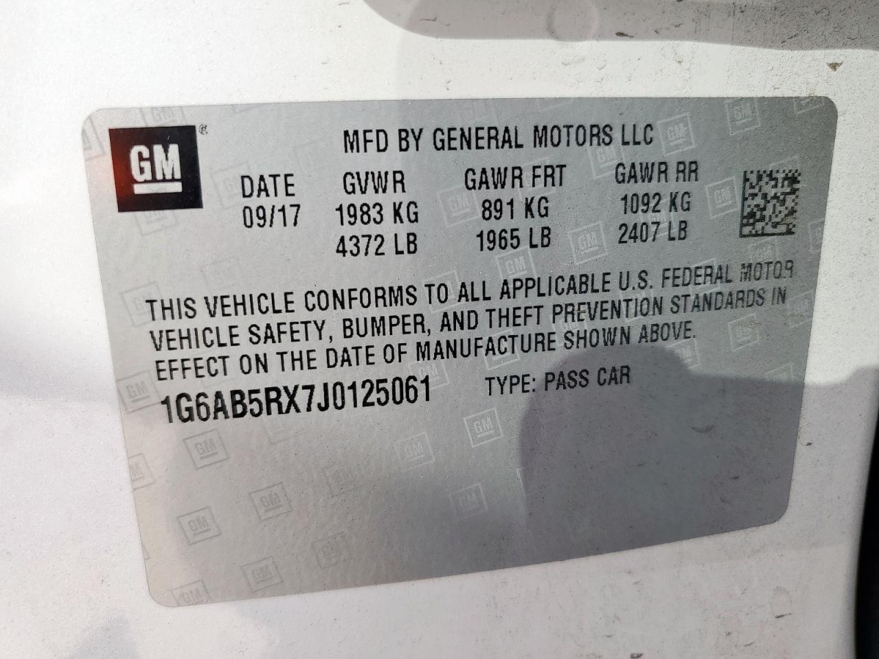 2018 Cadillac Ats Luxury VIN: 1G6AB5RX7J0125061 Lot: 92509825