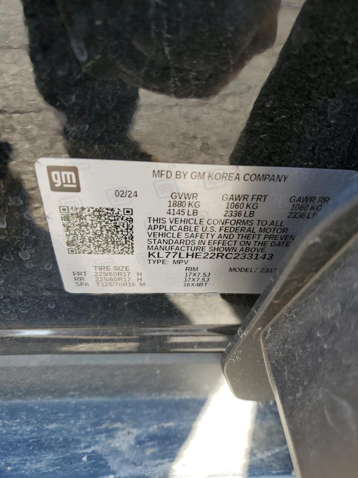 2024 Chevrolet Trax 1Lt VIN: KL77LHE22RC233143 Lot: 93076315