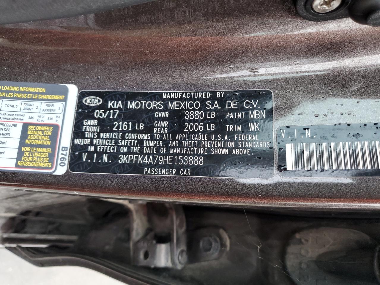 2017 Kia Forte Lx VIN: 3KPFK4A79HE153888 Lot: 93585225