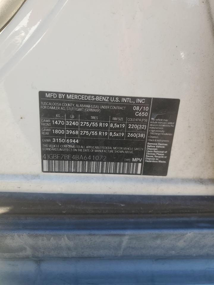 2011 Mercedes-Benz Gl 450 4Matic VIN: 4JGBF7BE4BA641072 Lot: 92636435