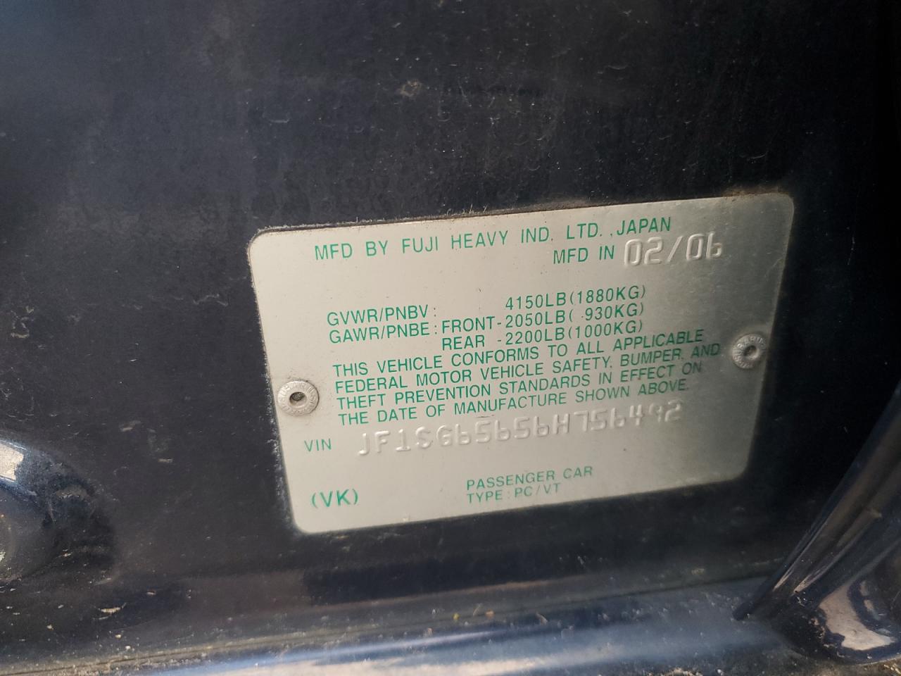 2006 Subaru Forester 2.5X Premium VIN: JF1SG65656H756492 Lot: 93032035