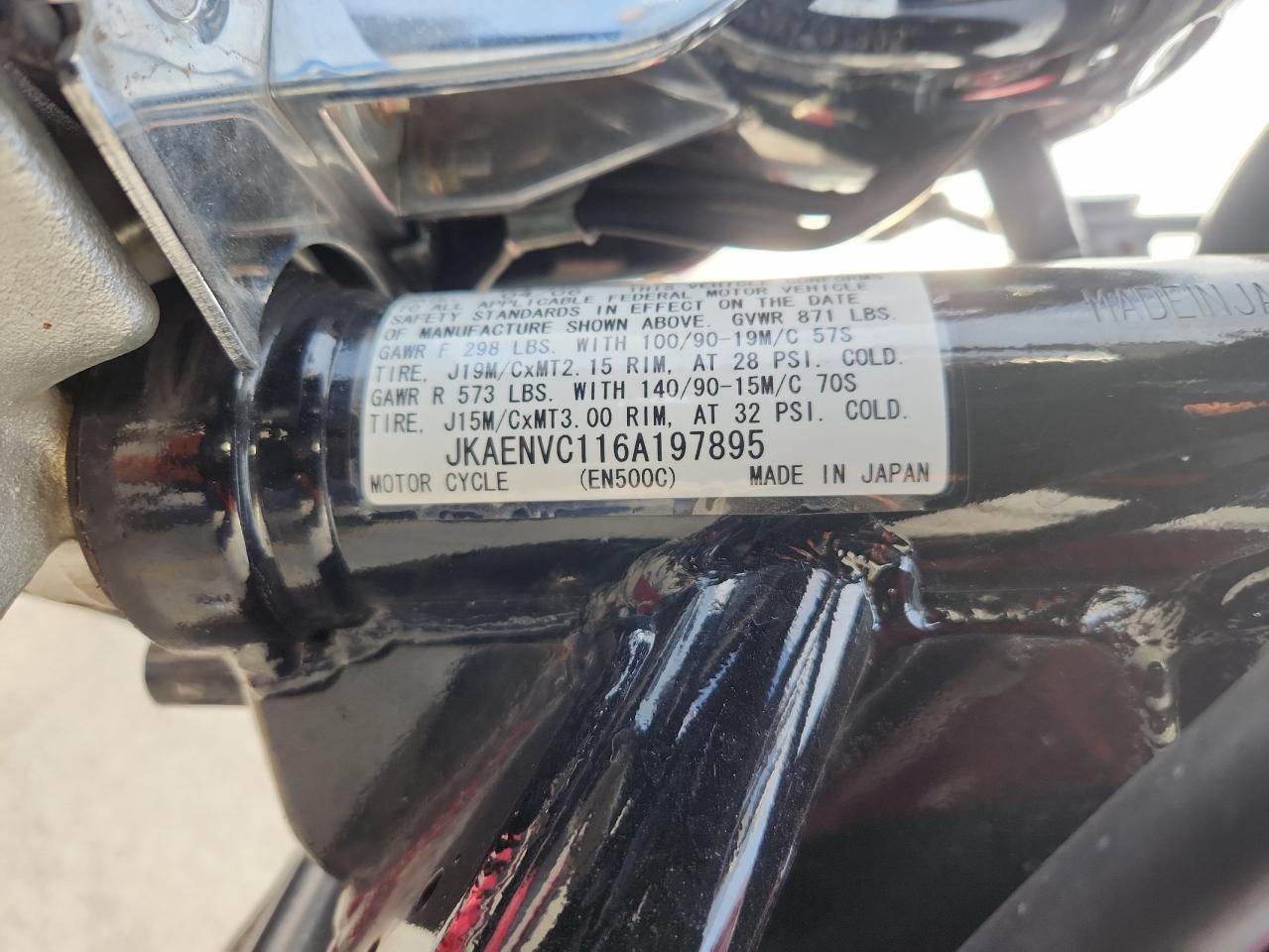 2006 Kawasaki En500 C VIN: JKAENVC116A197895 Lot: 86191745