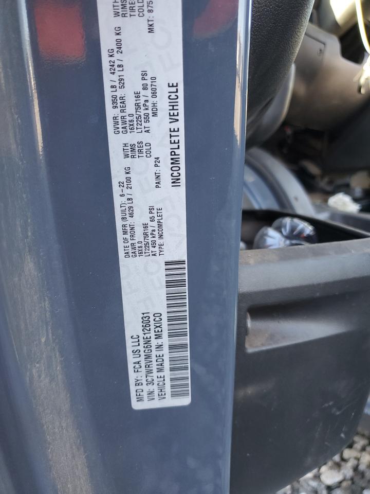 2022 Ram Promaster Delivery Truck VIN: 3C7WRVMG6NE126031 Lot: 90795725