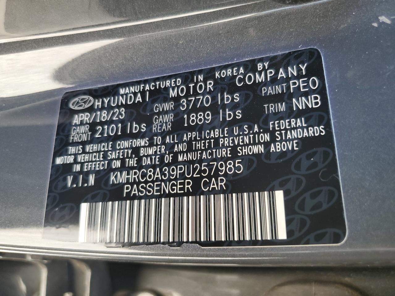 2023 Hyundai Venue Sel VIN: KMHRC8A39PU257985 Lot: 91608375