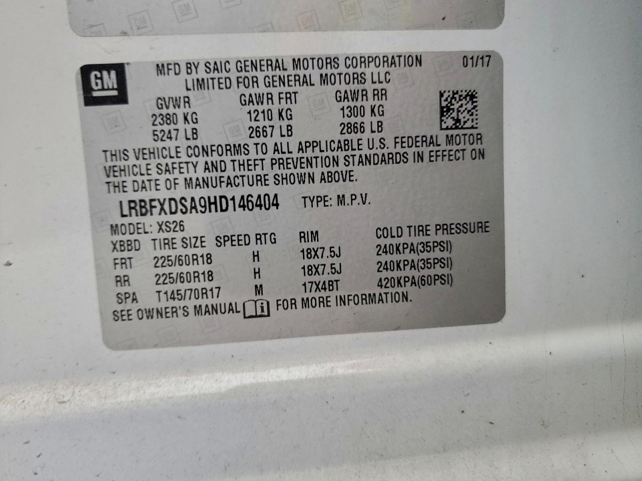 2017 Buick Envision Essence VIN: LRBFXDSA9HD146404 Lot: 93312095