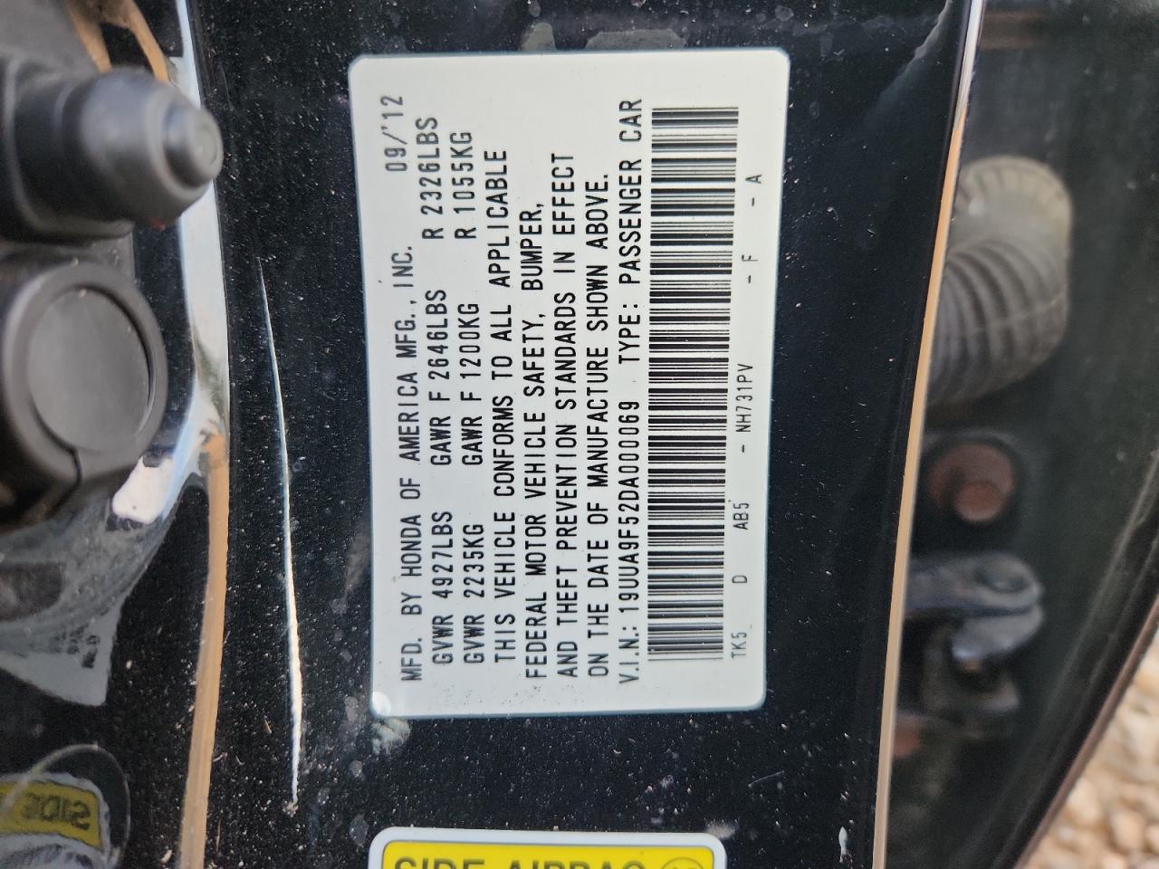 2013 Acura Tl Tech VIN: 19UUA9F52DA000069 Lot: 92041695