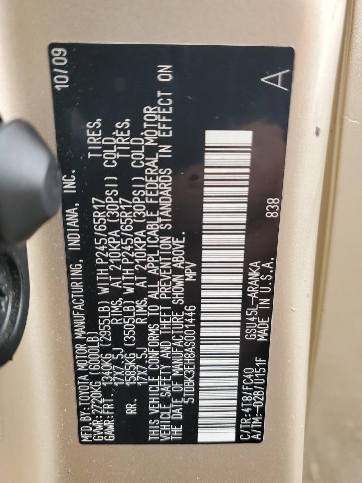 2010 Toyota Highlander VIN: 5TDBK3EH8AS001446 Lot: 93104435