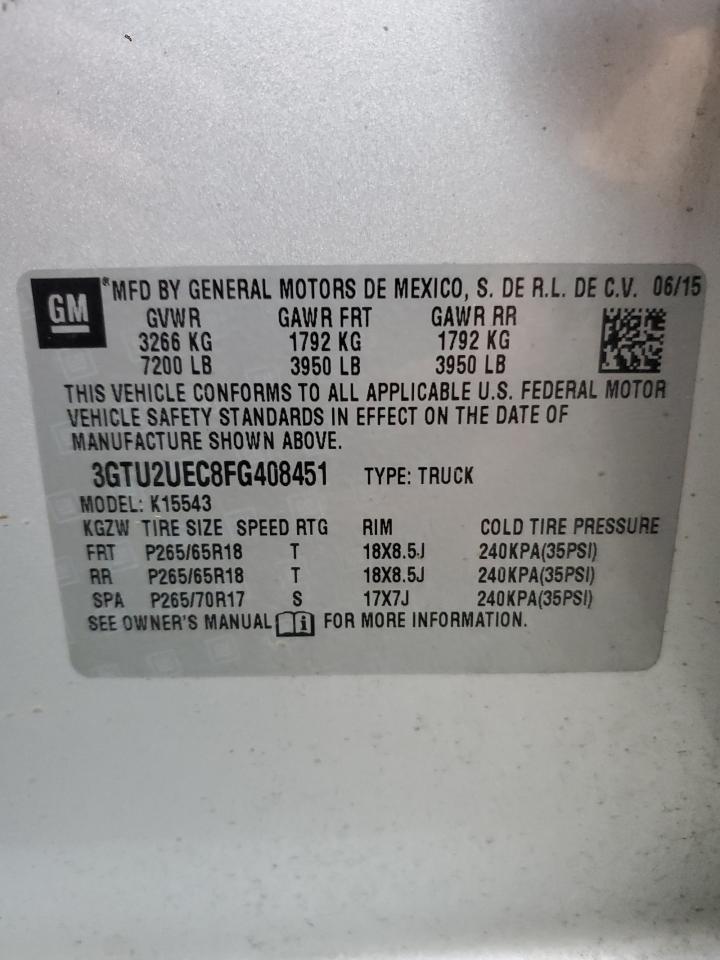 2015 GMC Sierra K1500 Sle VIN: 3GTU2UEC8FG408451 Lot: 92351485