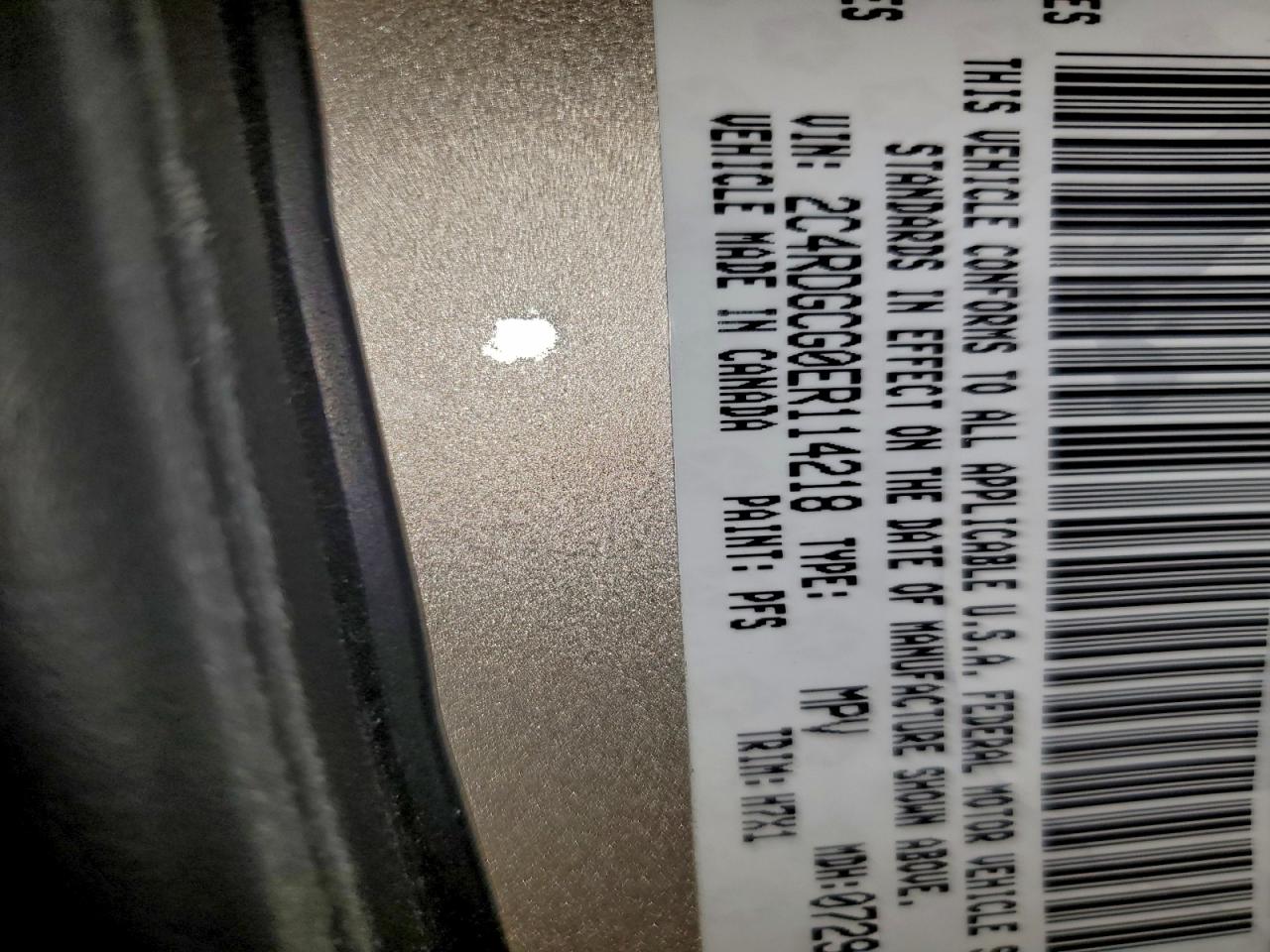 2014 Dodge Grand Cara VIN: 114218 Lot: 85440785