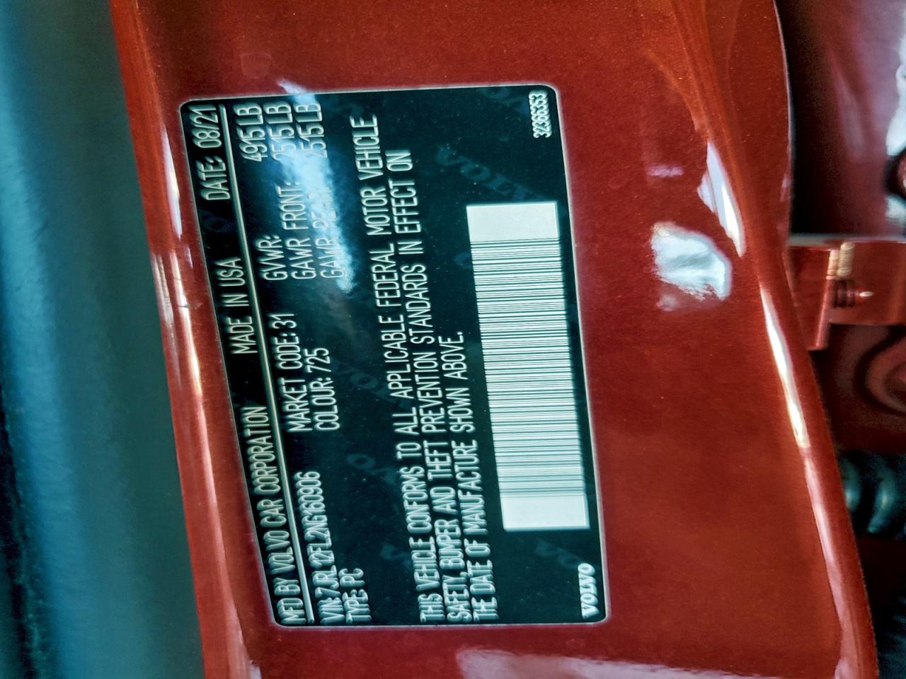 2022 Volvo S60 B5 Inscription VIN: 7JRL12FL2NG160906 Lot: 94060495