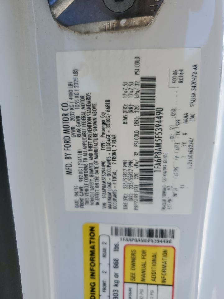 2015 Ford Mustang VIN: 1FA6P8AM5F5394490 Lot: 92239705