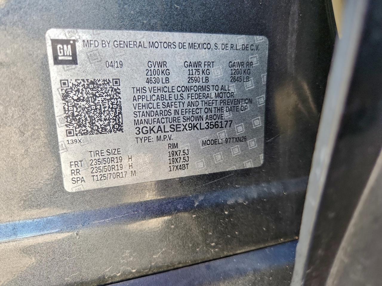 2019 GMC Terrain Denali VIN: 3GKALSEX9KL356177 Lot: 94540205