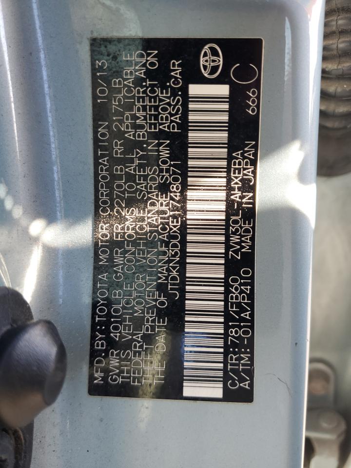 2014 Toyota Prius VIN: JTDKN3DUXE1748071 Lot: 92989435