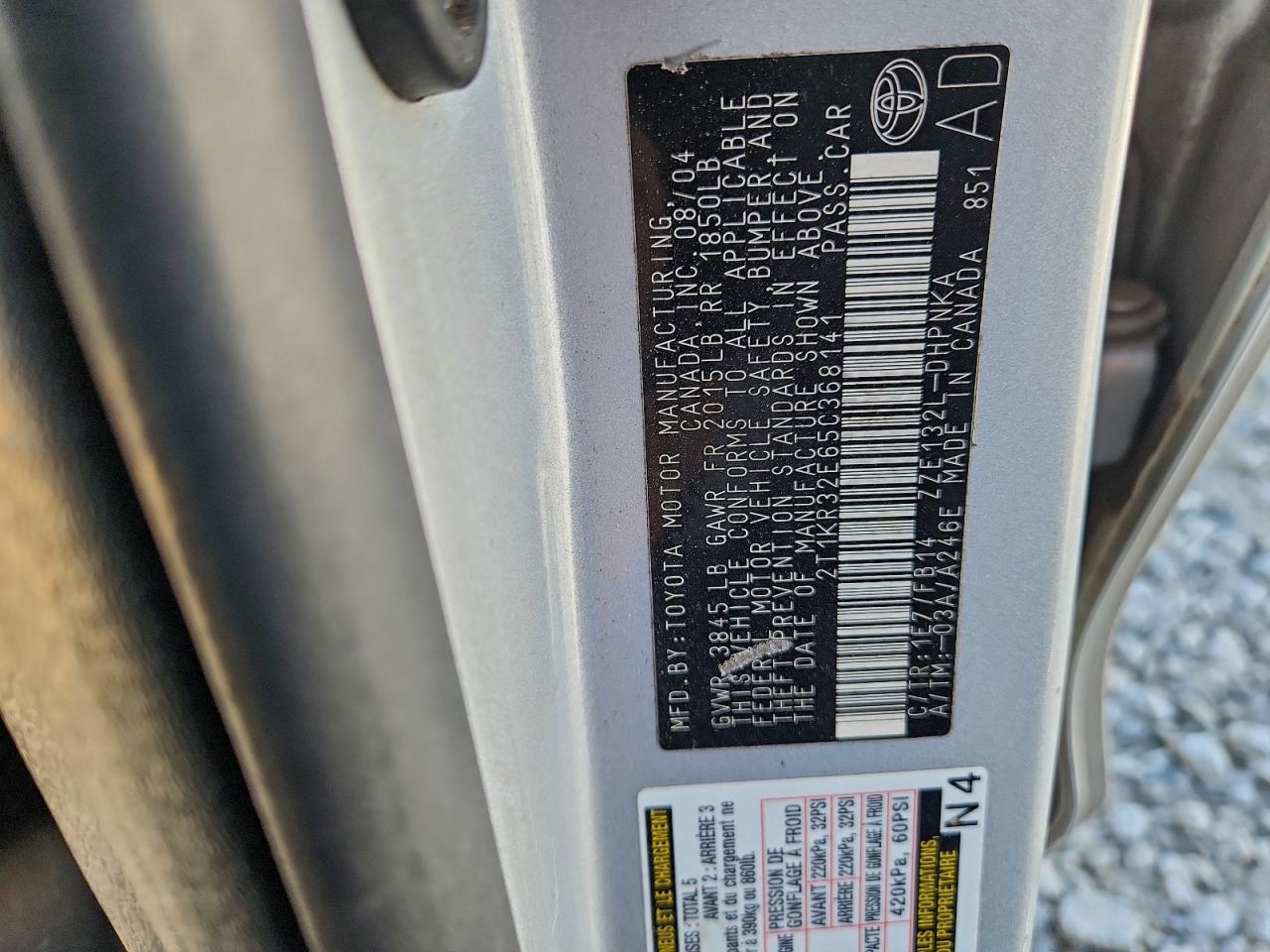 2005 Toyota Corolla Matrix Xr VIN: 2T1KR32E65C368141 Lot: 93431815