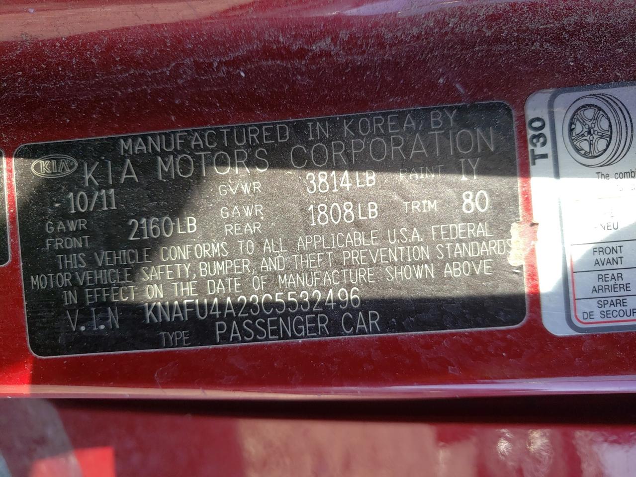 2012 Kia Forte Ex VIN: KNAFU4A23C5532496 Lot: 91559995