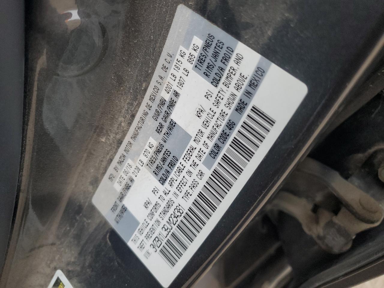 2018 Mazda 3 Touring VIN: 3MZBN1L39JM234381 Lot: 93769185