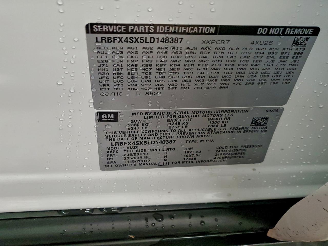 2020 Buick Envision Premium Ii VIN: LRBFX4SX5LD148387 Lot: 94225565