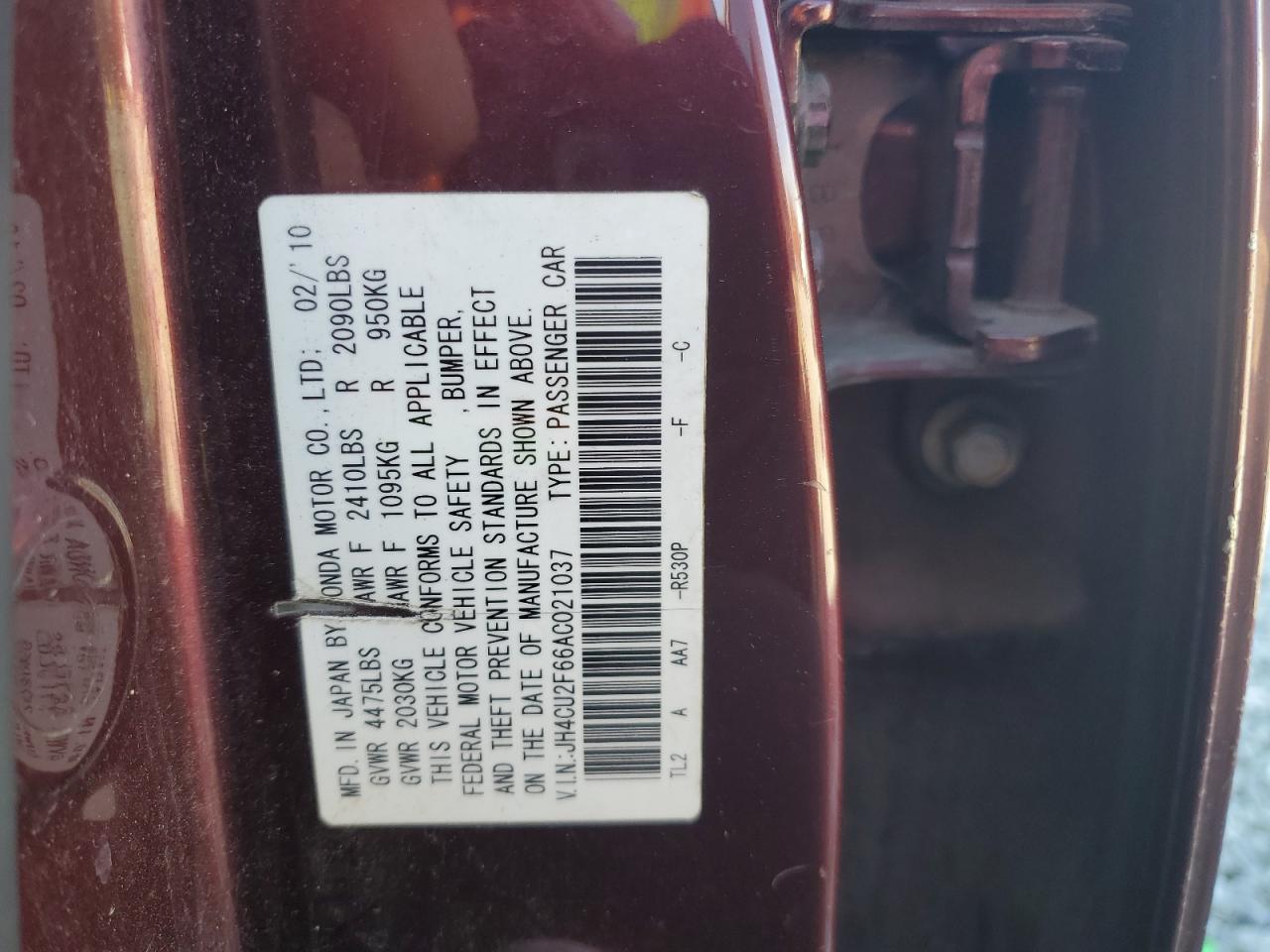 2010 Acura Tsx VIN: JH4CU2F66AC021037 Lot: 90859435