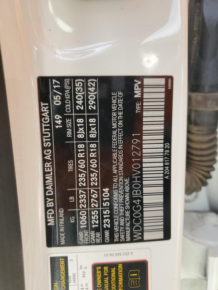 2017 Mercedes-Benz Glc 300 VIN: WDC0G4JB0HV012791 Lot: 91931695