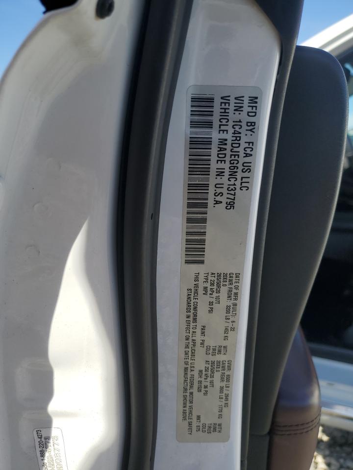 2022 Dodge Durango Citadel VIN: 1C4RDJEG6NC137795 Lot: 93629305