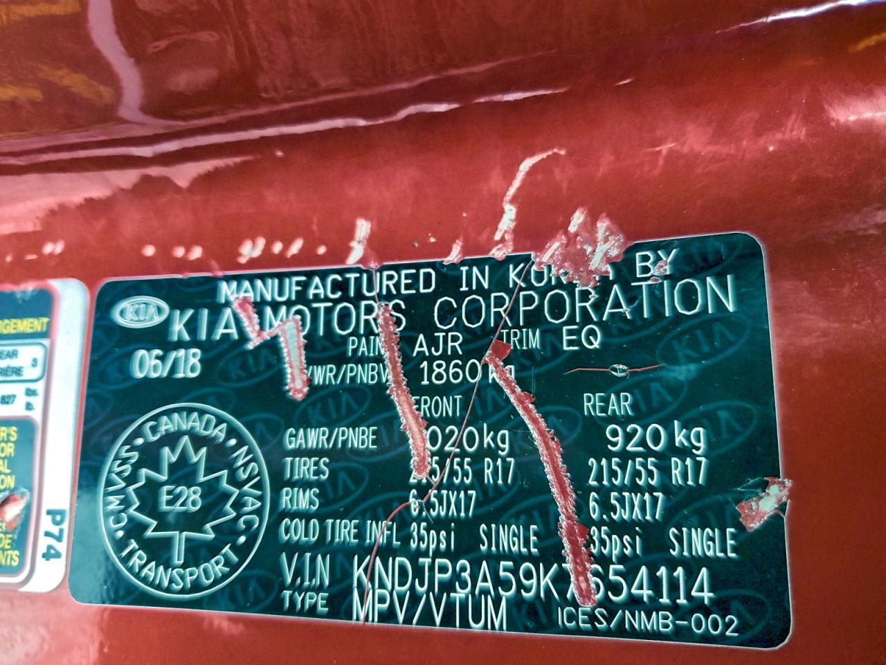 2019 Kia Soul + VIN: KNDJP3A59K7654114 Lot: 94229285