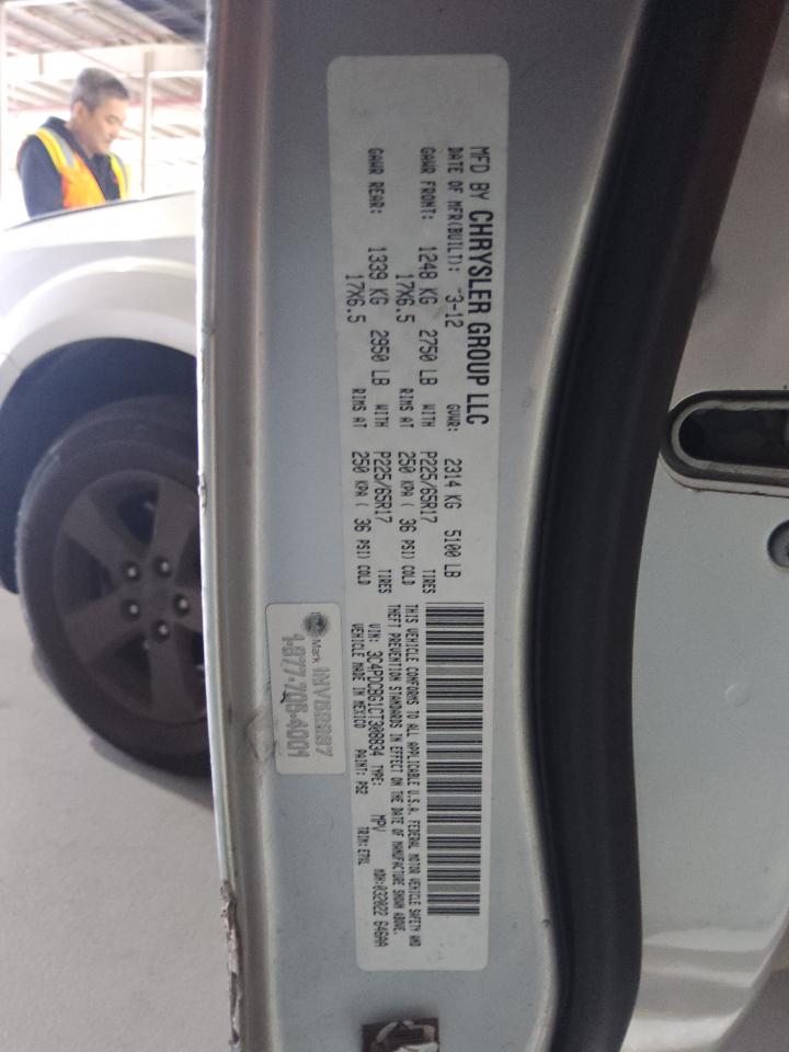 2012 Dodge Journey Sxt VIN: 3C4PDCBG1CT308834 Lot: 91320335