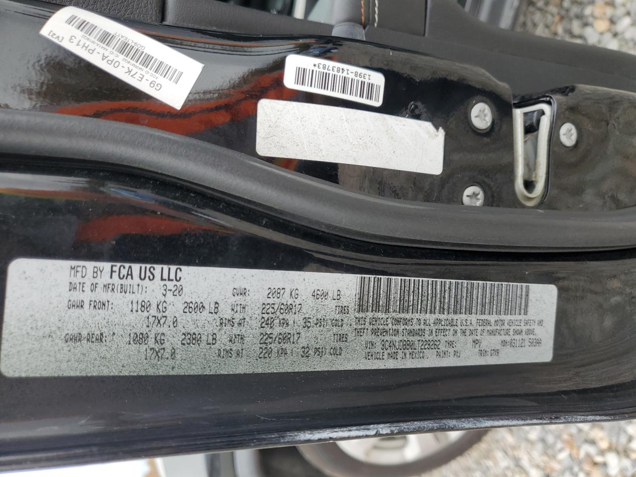 2020 Jeep Compass Latitude VIN: 3C4NJDBB0LT229262 Lot: 92915245